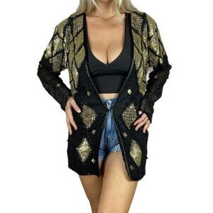 Vintage Fashion Creation Silk Black And Gold top